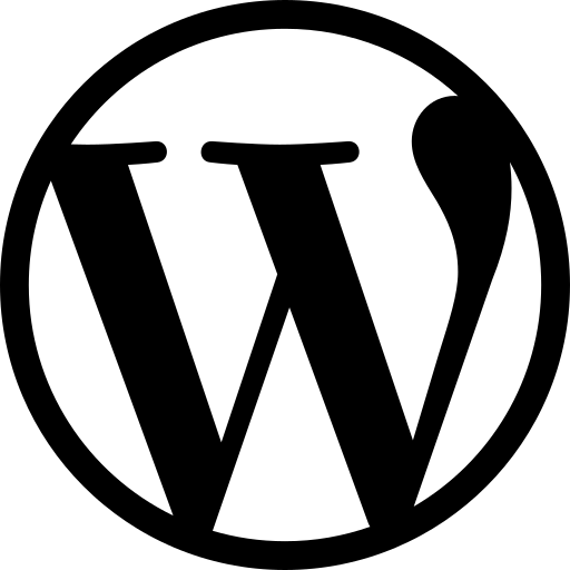 Black and white WordPress logo featuring a bold W inside a circular border.