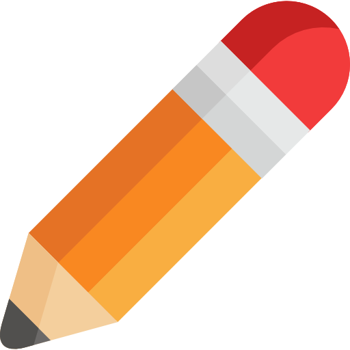 A yellow pencil with a pink eraser and sharpened graphite tip, illustrated on a white background.