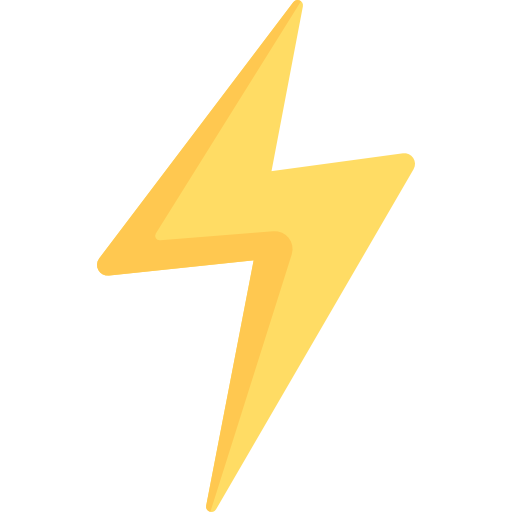 Yellow lightning bolt icon on a light gray background.