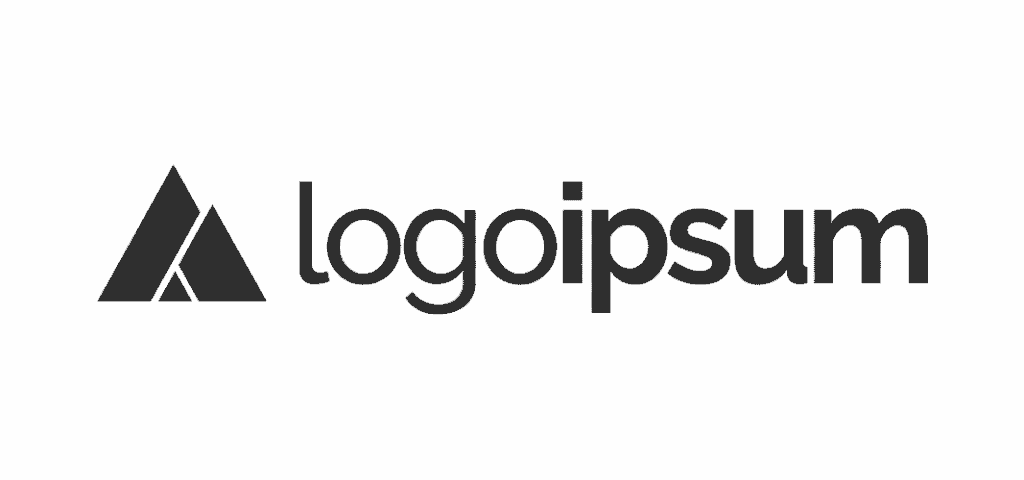 Black geometric triangle logo next to the word logoipsum in bold font, perfect for a modern website on a light background.