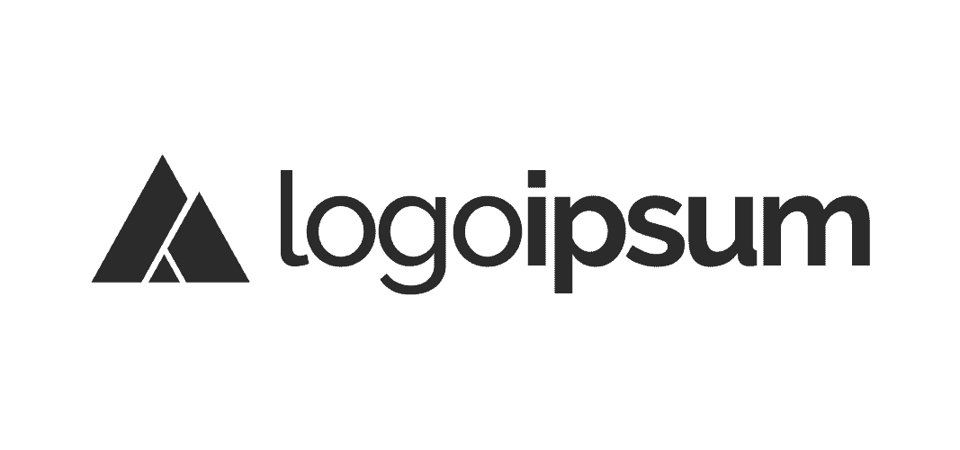 Black geometric triangle logo next to the word logoipsum in bold font, perfect for a modern website on a light background.