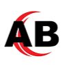 Black letters A and B with two red curved lines in the background on a white website surface.