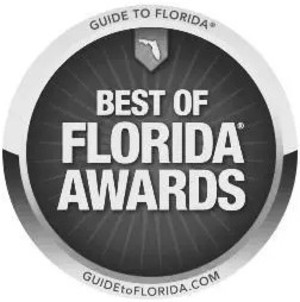 A circular badge reading Best of Florida Awards with a Florida outline and website GUIDE TO FLORIDA around the edge.
