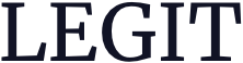 The word LEGIT in large, bold, black serif font on a light background, resembling a website logo.