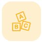 Three yellow alphabet blocks labeled A, B, and C are arranged on a light yellow website background.